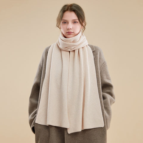 Beige Winter Scarf, Fashion Designer Scarf, Cold Weather Scarf, Cashmere Scarf for Women, Casual Scarf for Women, Modern Wool Scarf for Women-Paintingforhome