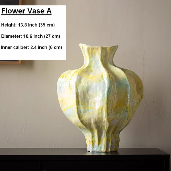 Centerpiece Ceramic Bouquet Vases, Handmade Modern Flower Vase, Large Contemporary Vases on Dining Table, Porcelain Vases for Modern Home Decor-Paintingforhome