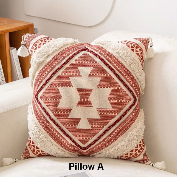 Bohemian Decorative Sofa Pillows, Geometric Modern Pillow Covers, Square Pillows for Couch, Oriental Decorative Throw Pillows for Living Room-Paintingforhome
