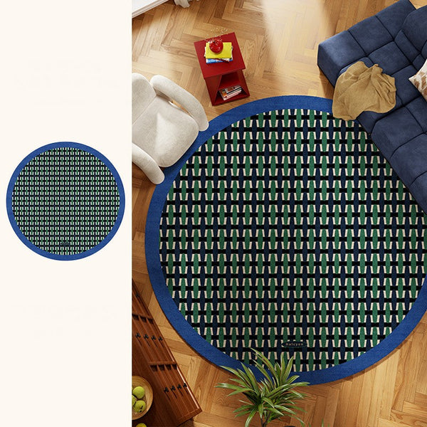 Abstract Contemporary Round Rugs under Chairs, Mid Century Circular Rugs for Bedroom, Modern Rugs for Dining Room, Geometric Modern Rugs for Living Room-Paintingforhome