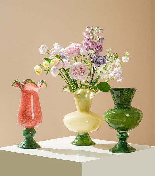 Contemporary Vase for Modern Home Decor, Unique Modern Glass Vase, Modern Glass Flower Vases, Handmade Liuli Vases, Centerpiece Vases on Table-Paintingforhome