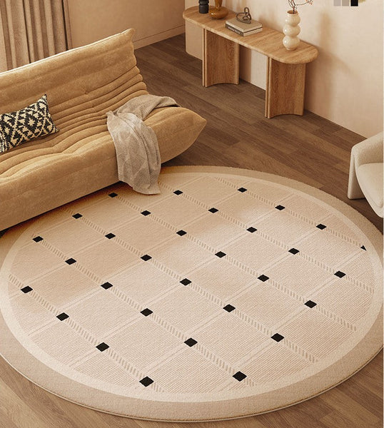 Bedroom Circular Modern Rugs, Mid Century Modern Rugs under Chairs, Geometric Round Rugs for Dining Room, Contemporary Modern Rugs-Paintingforhome