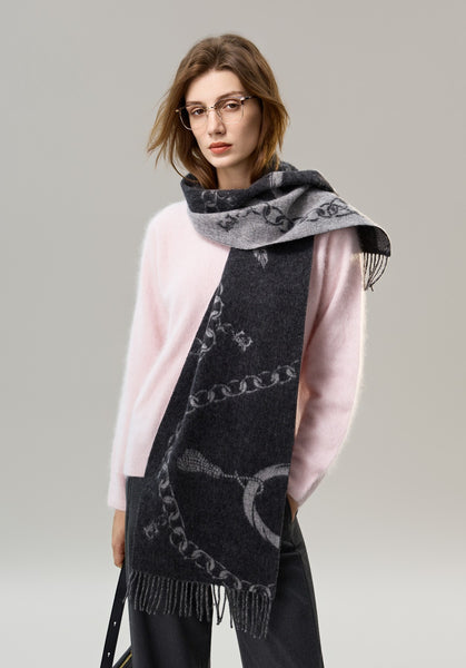 Holiday Women Scarf, Christmas Gifts for Her, Modern Wool Scarf, Warm Winter Scarf, Cold Weather Scarf, Fashion Scarf, Soft Cashmere Scarf for Girls, Elegant Designer Scarf-Paintingforhome