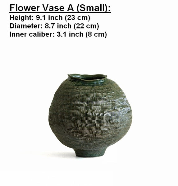 Centerpiece Ceramic Bouquet Vases, Green Porcelain Vases for Modern Home Decor, Large Contemporary Vases on Dining Table, Handmade Modern Flower Vase-Paintingforhome
