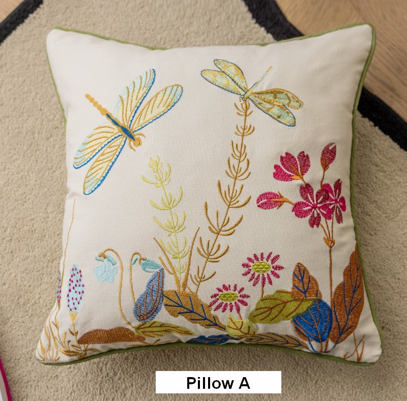 Butterfly Dragonfly Cotton and linen Pillow Cover, Modern Decorative Pillows for Couch, Decorative Throw Pillows for Living Room, Decorative Sofa Pillows-Paintingforhome