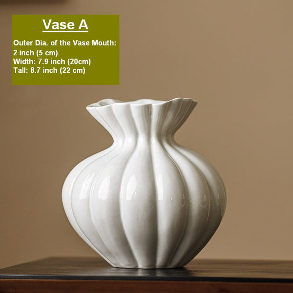 Handmade Water Holding Flower Vases, Modern Flower Vase Centerpiece on Table, Porcelain Flower Vases, Ceramic Bouquet Vases-Paintingforhome