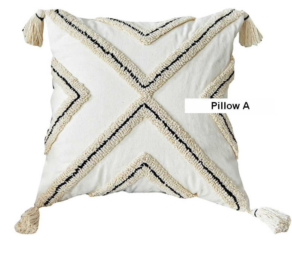 Geometric Square Modern Throw Pillows for Couch, Beige Decorative Throw Pillows, Contemporary Throw Pillow for Interior Design-Paintingforhome