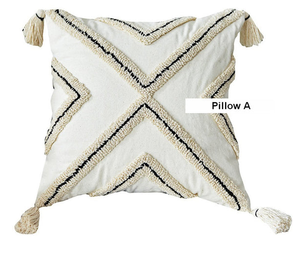 Geometric Square Modern Throw Pillows for Couch, Beige Decorative Throw Pillows, Contemporary Throw Pillow for Interior Design-Paintingforhome