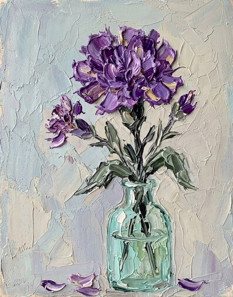 Abstract Impasto Canvas Art, Original Oil Painting on Canvas, Small Canvas Artwork for Sale, Original Flower Paintings, Carnations in Glass Vase, Hand Painted Canvas Artwork