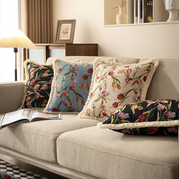 Tulip Flower Pillow Covers, Large Flower Decorative Pillows for Bedroom, Decorative Sofa Pillows for Couch, Farmhouse Decorative Pillows-Paintingforhome