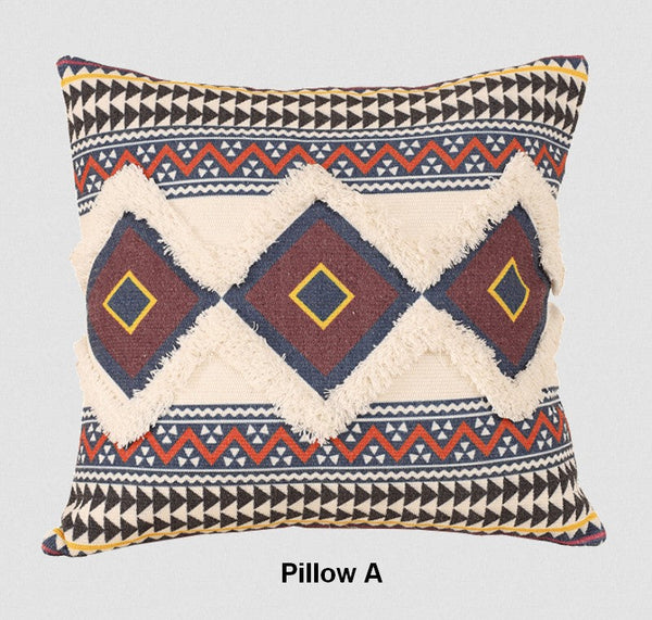 Square Pillows for Couch, Oriental Decorative Throw Pillows for Living Room, Geometric Modern Pillow Covers, Bohemian Decorative Sofa Pillows-Paintingforhome