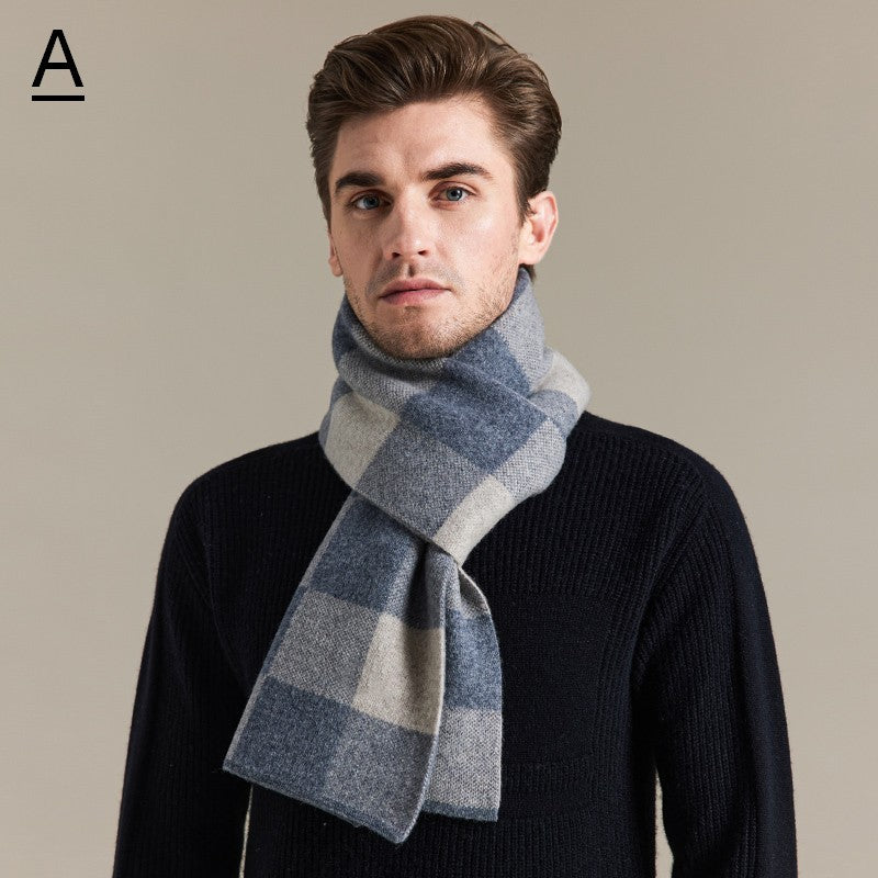 Plaid Scarf for Men, Business Wool Scarf for Gentleman, Men's Winter Scarf, Men's Wool Scarf Winter, Modern Fashion Scarf, Formal Men Scarf Styles, Pure Wool Scarf-Paintingforhome