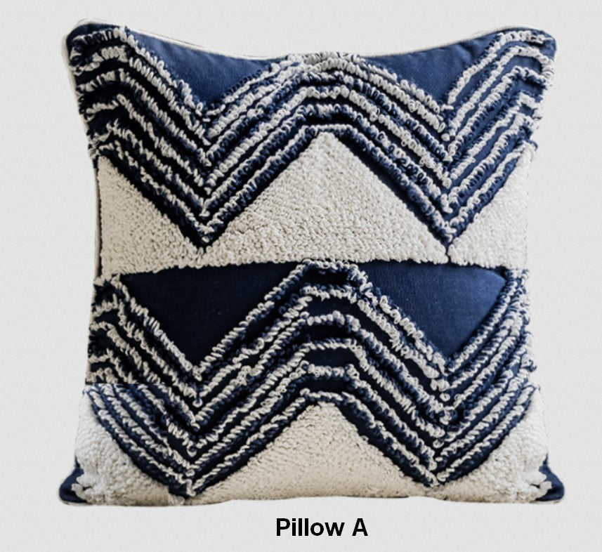 Modern Decorative Pillows for Bedroom, Decorative Pillow Covers, Blue Square Modern Decorative Pillows for Couch, Contemporary Modern Sofa Pillows-Paintingforhome