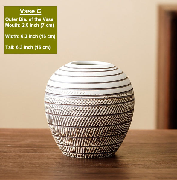 Modern Bouquet Flower Vases, Centerpiece on Dining Table, Large Flower Vase on Table, Handmade Pottery Flower Vases Urn, Water Holding Flower Vases-Paintingforhome