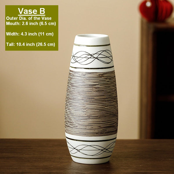 Large Flower Vase on Table, Modern Bouquet Flower Vases, Centerpiece on Dining Table, Handmade Pottery Flower Vases Urn, Water Holding Flower Vases-Paintingforhome