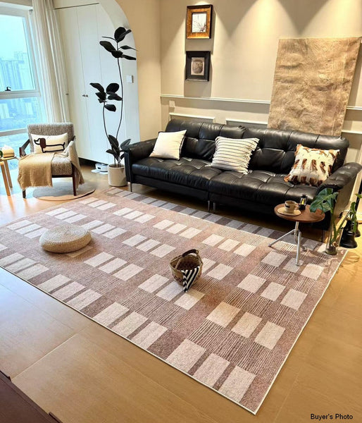 Mid Century Modern Rugs for Bedroom, Contemporary Abstract Rugs under Dining Room Table, Large Modern Rugs for Living Room-Paintingforhome