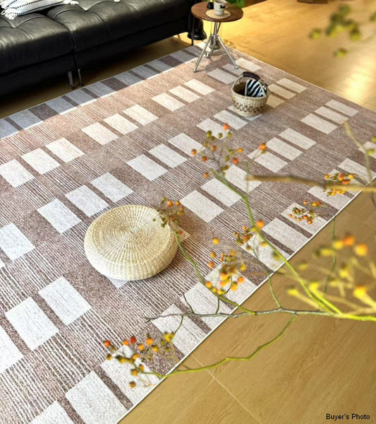 Mid Century Modern Rugs for Bedroom, Contemporary Abstract Rugs under Dining Room Table, Large Modern Rugs for Living Room-Paintingforhome