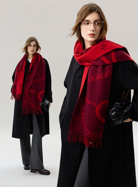 Modern Wool Scarf, Warm Winter Scarf, Holiday Women Scarf, Christmas Gifts for Her, Cold Weather Scarf, Fashion Scarf, Soft Cashmere Scarf for Girls, Elegant Designer Scarf-Paintingforhome