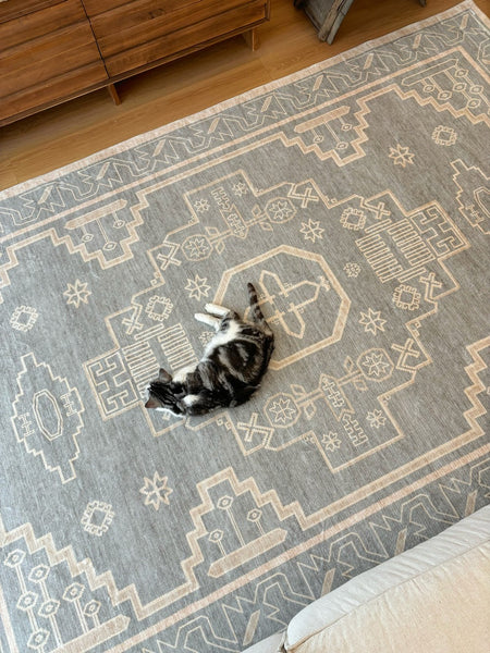 Contemporary Abstract Rugs Next to Bed, Geometric Modern Carpets for Office, Vintage Soft Turkish Rug for Living Room, Large Modern Rugs under Dining Room Table-Paintingforhome