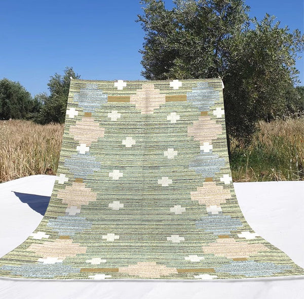 Extra Large Vintage Persian Rugs, Oversized Area Rugs for Living Room, Morocco Green Rugs for Dining Room, Traditional Colorful Moroccan Rug, Vintage Rugs for Bedroom-Paintingforhome