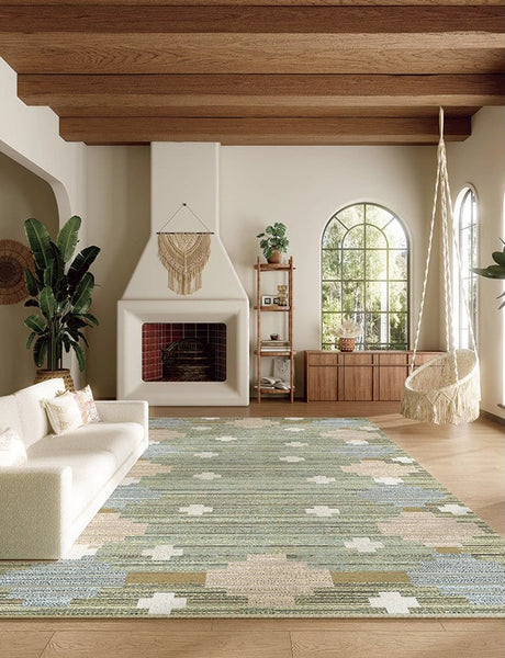 Extra Large Vintage Persian Rugs, Oversized Area Rugs for Living Room, Morocco Green Rugs for Dining Room, Traditional Colorful Moroccan Rug, Vintage Rugs for Bedroom-Paintingforhome