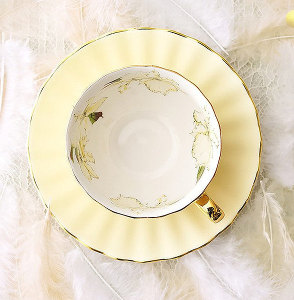 Beautiful British Tea Cups, Unique Traditional Afternoon Tea Cup and Saucer, Elegant Ceramic Coffee Cups, Royal Porcelain Tea Cup Set-Paintingforhome