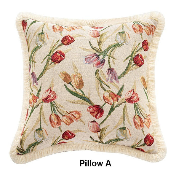 Tulip Flower Pillow Covers, Large Flower Decorative Pillows for Bedroom, Decorative Sofa Pillows for Couch, Farmhouse Decorative Pillows-Paintingforhome
