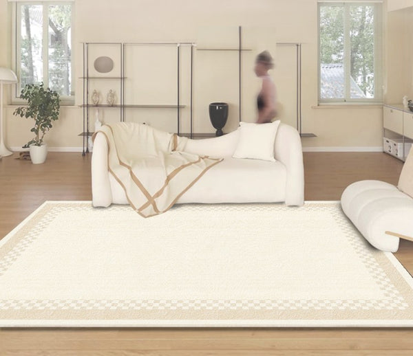 Bedroom Modern Rugs, Contemporary Soft Rugs for Living Room, Cream Color Geometric Modern Rugs, Modern Rugs for Dining Room-Paintingforhome