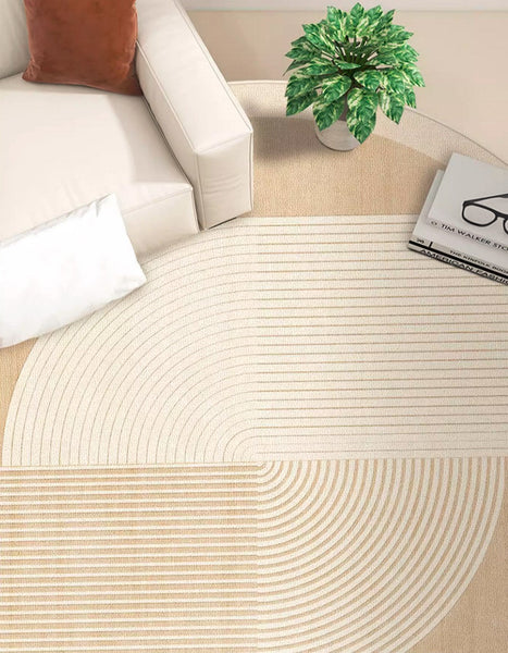 Bedroom Modern Round Rugs, Circular Modern Rugs under Dining Room Table, Contemporary Round Rugs, Geometric Modern Rug Ideas for Living Room-Paintingforhome