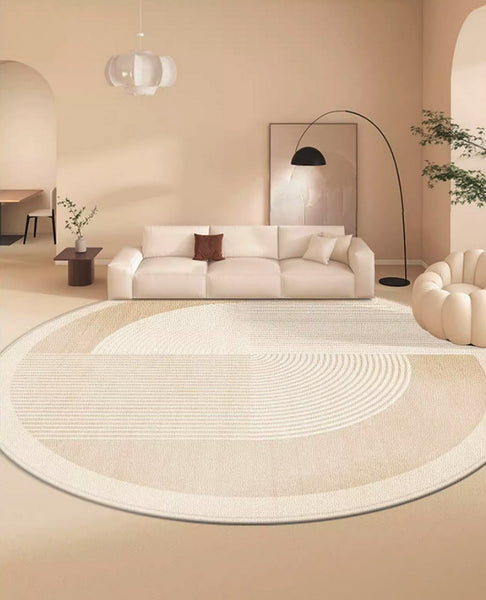 Bedroom Modern Round Rugs, Circular Modern Rugs under Dining Room Table, Contemporary Round Rugs, Geometric Modern Rug Ideas for Living Room-Paintingforhome