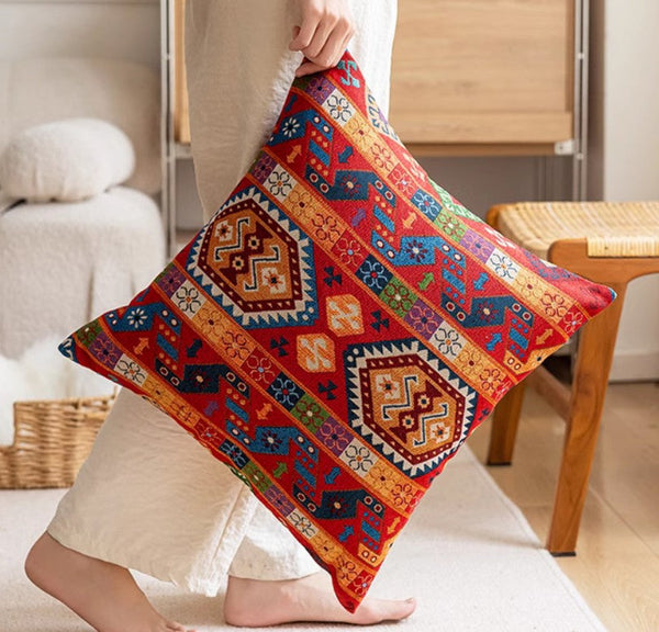 Bohemian Decorative Sofa Pillows, Extra Large Decorative Throw Pillows, Modern Sofa Pillows for Bedroom, Geometric Pattern Chenille Throw Pillow for Couch-Paintingforhome