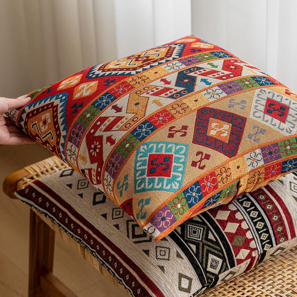 Large Decorative Throw Pillows, Bohemia Rustic Sofa Pillows for Bedroom, Geometric Pattern Chenille Throw Pillow for Couch, Bohemian Decorative Sofa Pillows-Paintingforhome