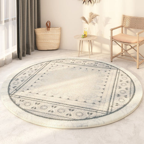 Abstract Contemporary Round Rugs, Circular Modern Rugs under Chair, Modern Round Rugs under Coffee Table, Geometric Modern Rugs for Bedroom-Paintingforhome