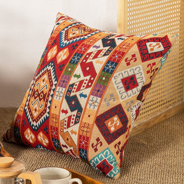 Large Decorative Throw Pillows, Bohemia Rustic Sofa Pillows for Bedroom, Geometric Pattern Chenille Throw Pillow for Couch, Bohemian Decorative Sofa Pillows-Paintingforhome