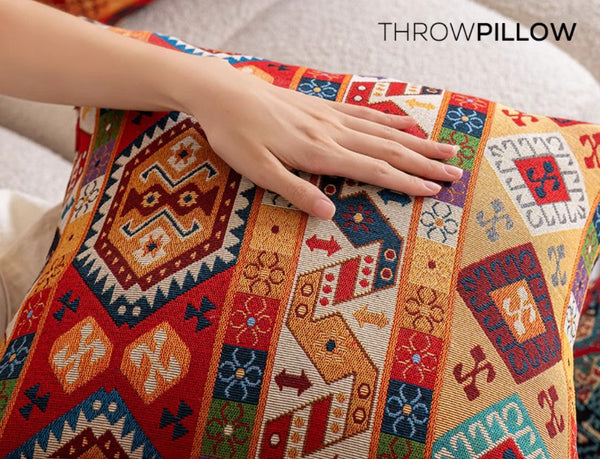 Large Decorative Throw Pillows, Bohemia Rustic Sofa Pillows for Bedroom, Geometric Pattern Chenille Throw Pillow for Couch, Bohemian Decorative Sofa Pillows-Paintingforhome