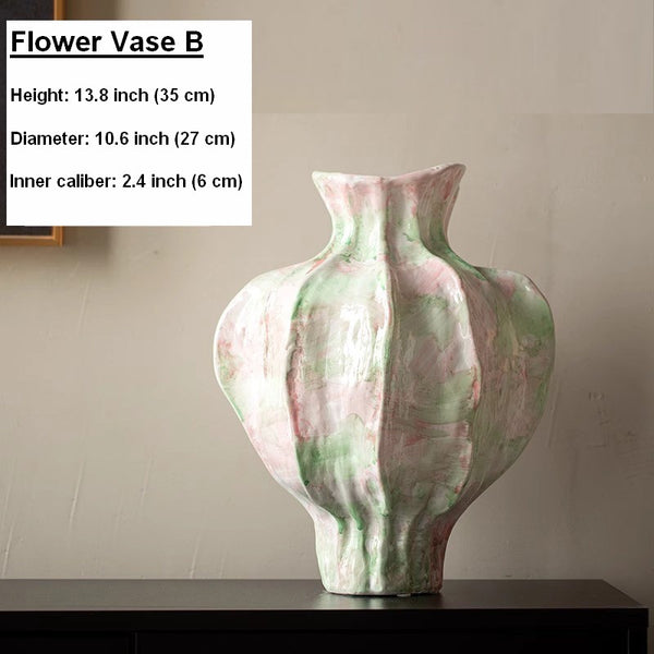 Centerpiece Ceramic Bouquet Vases, Handmade Modern Flower Vase, Large Contemporary Vases on Dining Table, Porcelain Vases for Modern Home Decor-Paintingforhome