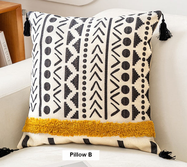 Unique Oriental Square Pillows for Bedroom, Geometric Modern Pillow Covers, Bohemian Decorative Sofa Pillows, Decorative Throw Pillows for Couch-Paintingforhome