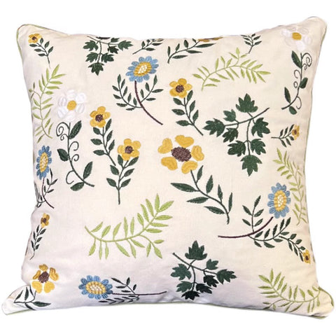 Farmhouse Decorative Throw Pillows, Spring Flower Sofa Decorative Pillows, Embroider Flower Cotton Pillow Covers, Flower Decorative Throw Pillows for Couch-Paintingforhome