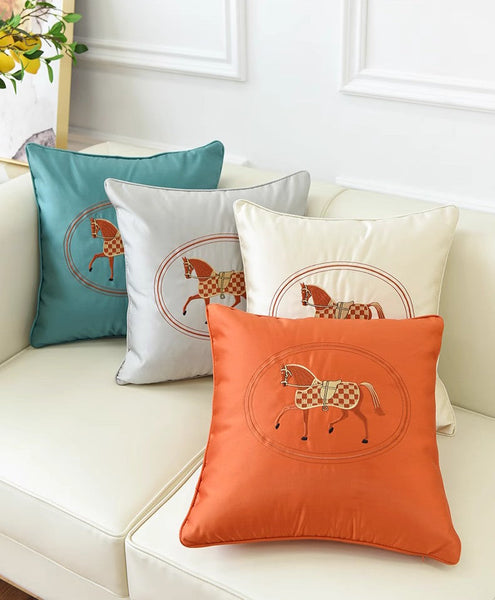 Embroider Horse Pillow Covers, Modern Decorative Throw Pillows, Horse Decorative Throw Pillows for Couch, Modern Sofa Decorative Pillows-Paintingforhome
