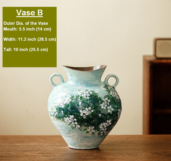 Large Flower Vases on Table, Modern Pottery Flower Vases, Centerpiece on Dining Table, Handmade Water Holding Flower Vases, Pottery Bud Vases-Paintingforhome