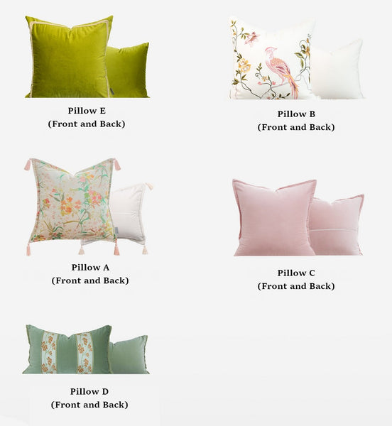 Living Room Decorative Pillows, Modern Decorative Cushions, Decorative Pillows for Bed, Decorative Pillow Arrangement Ideas for Interior Design, Embroidered Floral Bird Pattern Pillow Covers-Paintingforhome