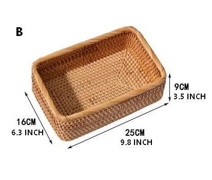 Rectangular Storage Baskets, Storage Baskets for Shelves, Woven Rattan Storage Basket, Kitchen Storage Baskets, Bathroom Storage Baskets-Paintingforhome