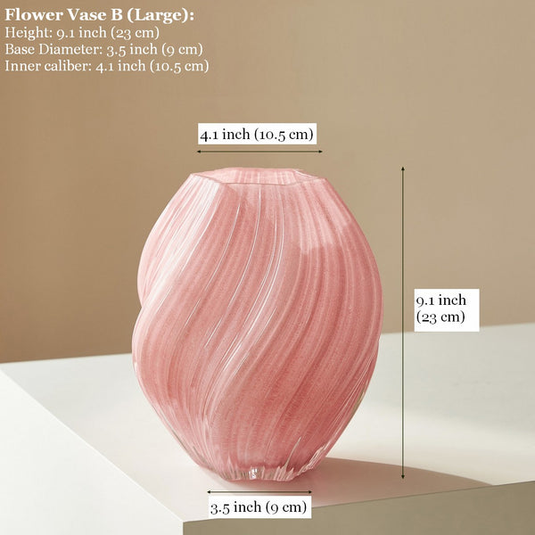Modern Vases for Living Room, Unique Decorative Glass Vase, Centerpiece Vases on Table, Handmade Contemporary Glass Vases, Mid Century Pink Vases for Flowers-Paintingforhome