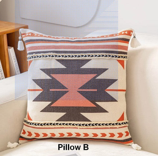 Bohemian Decorative Sofa Pillows, Geometric Modern Pillow Covers, Square Pillows for Couch, Oriental Decorative Throw Pillows for Living Room-Paintingforhome