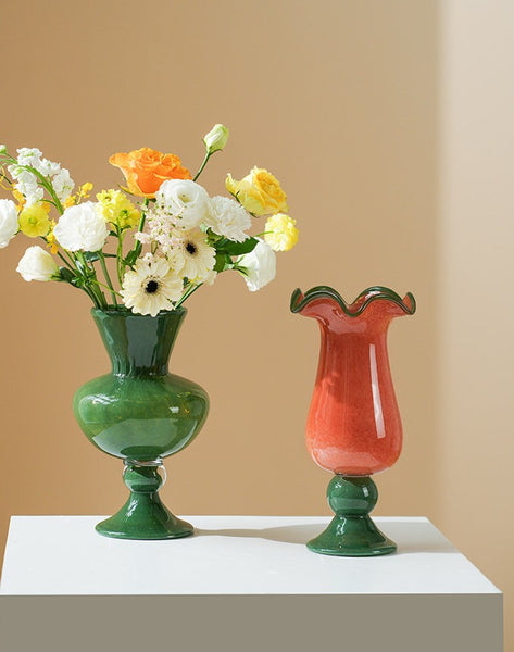 Contemporary Vase for Modern Home Decor, Unique Modern Glass Vase, Modern Glass Flower Vases, Handmade Liuli Vases, Centerpiece Vases on Table-Paintingforhome