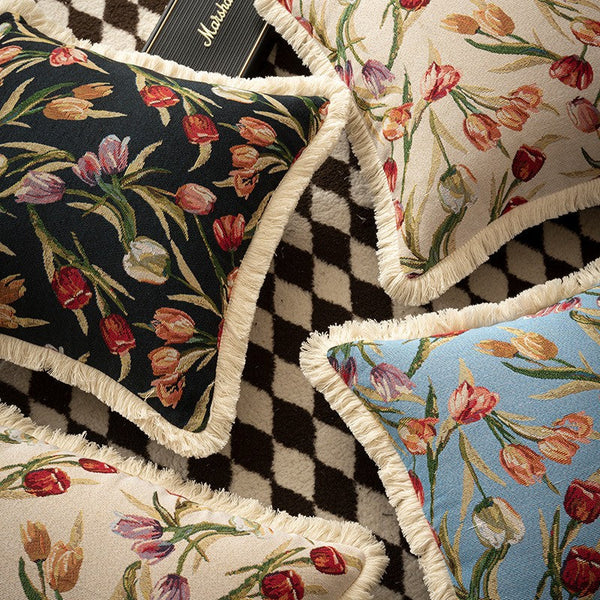 Tulip Flower Pillow Covers, Large Flower Decorative Pillows for Bedroom, Decorative Sofa Pillows for Couch, Farmhouse Decorative Pillows-Paintingforhome