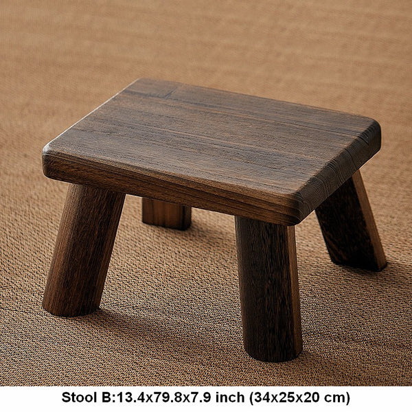 Dining Table Stool, Shoe-changing Stool, Solid Wood low Stool, Paulownia Wood Stool, Children's Wooden Stool, Sofa Stool-Paintingforhome