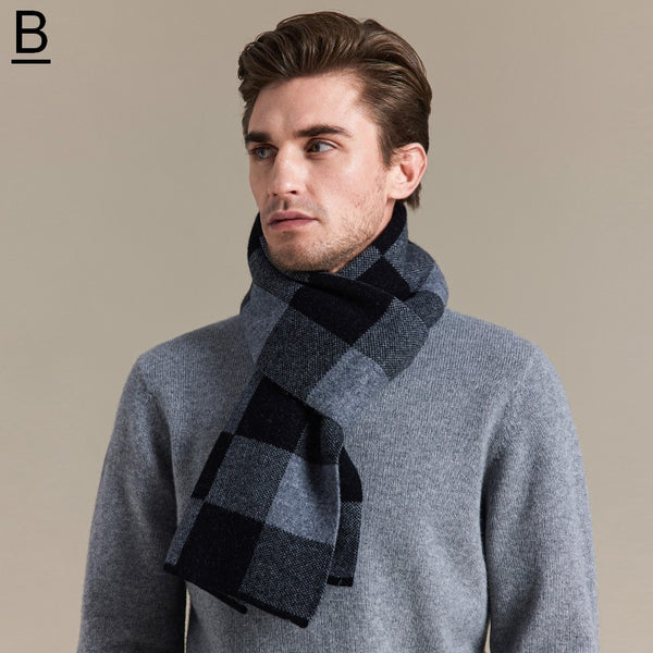 Plaid Scarf for Men, Business Wool Scarf for Gentleman, Men's Winter Scarf, Men's Wool Scarf Winter, Modern Fashion Scarf, Formal Men Scarf Styles, Pure Wool Scarf-Paintingforhome