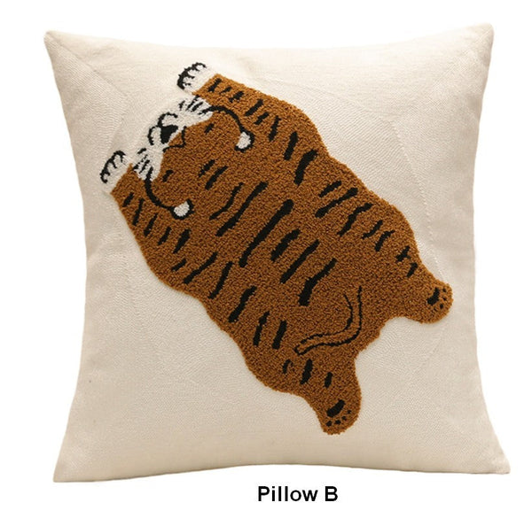 Contemporary Modern Sofa Pillow Covers, Square Modern Throw Pillows for Couch, Lovely Tiger Decorative Pillows for Children's Room, Decorative Pillows for Bedroom-Paintingforhome