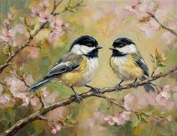 Original Oil Paintings, Black-capped Chickadee Painting, Hand Painted Canvas Art, Love Birds Painting, Small Canvas Paintings, Original Oil Paintings on Canvas